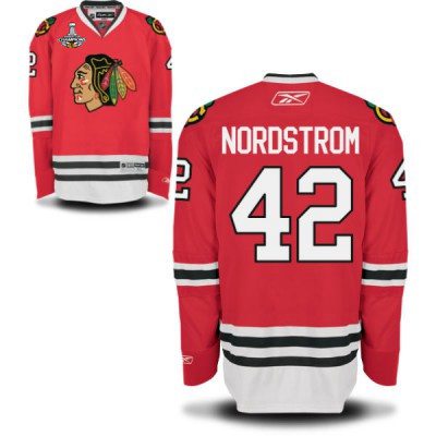 Men's Chicago Blackhawks #42 Joakim Nordstrom Home Red Jersey W-2015 Stanley Cup Champion Patch