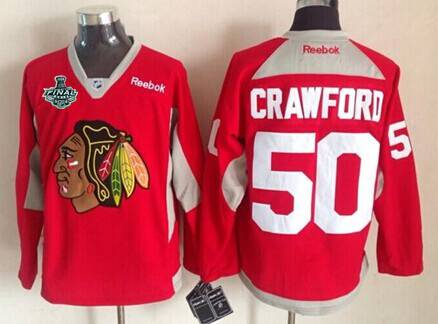 Men's Chicago Blackhawks #50 Corey Crawford 2015 Stanley Cup 2014 Red Practice Jersey
