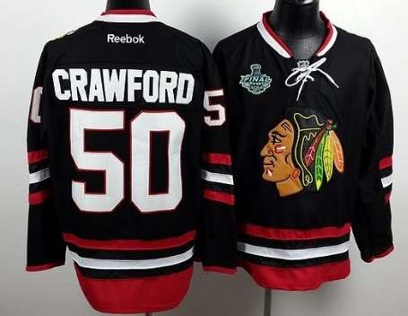Men's Chicago Blackhawks #50 Corey Crawford 2015 Stanley Cup 2014 Stadium Series Black Jersey