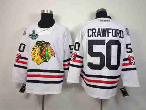Men's Chicago Blackhawks #50 Corey Crawford 2015 Stanley Cup 2015 Winter Classic White Jersey