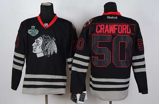 Men's Chicago Blackhawks #50 Corey Crawford 2015 Stanley Cup Black Ice Jersey