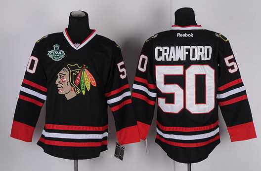 Men's Chicago Blackhawks #50 Corey Crawford 2015 Stanley Cup Black Jersey