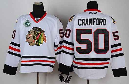 Men's Chicago Blackhawks #50 Corey Crawford 2015 Stanley Cup White Jersey