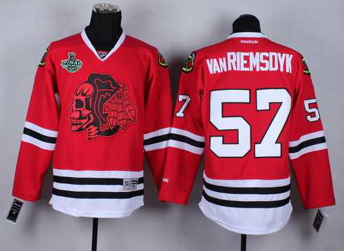 Men's Chicago Blackhawks #57 Trevor van Riemsdyk 2015 Stanley Cup Red With Red Skulls Jersey