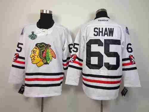 Men's Chicago Blackhawks #65 Andrew Shaw 2015 Stanley Cup 2015 Winter Classic White Jersey