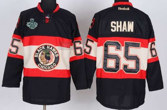 Men's Chicago Blackhawks #65 Andrew Shaw 2015 Stanley Cup Black Third Jersey