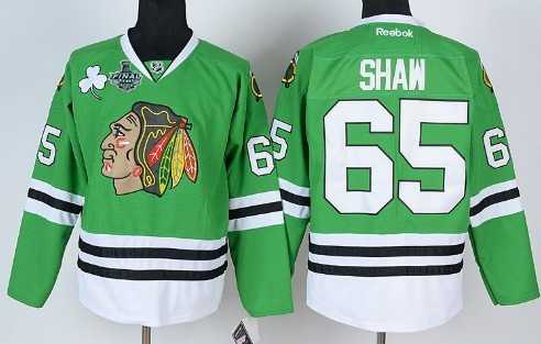 Men's Chicago Blackhawks #65 Andrew Shaw 2015 Stanley Cup Green Jersey