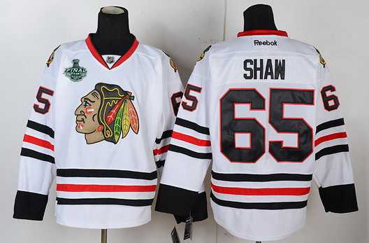Men's Chicago Blackhawks #65 Andrew Shaw 2015 Stanley Cup White Jersey