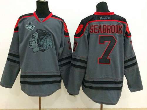 Men's Chicago Blackhawks #7 Brent Seabrook 2015 Stanley Cup Charcoal Gray Jersey