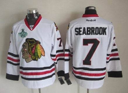 Men's Chicago Blackhawks #7 Brent Seabrook 2015 Stanley Cup White Jersey