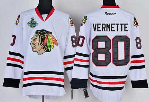 Men's Chicago Blackhawks #80 Antoine Vermette 2015 Stanley Cup White Jersey