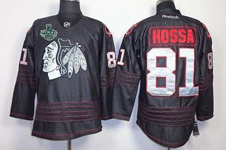 Men's Chicago Blackhawks #81 Marian Hossa 2013 Black Ice Jersey