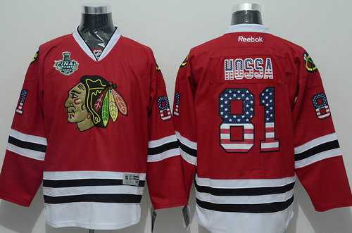 Men's Chicago Blackhawks #81 Marian Hossa USA Flag Fashion Red Jersey