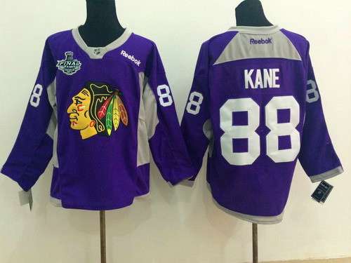 Men's Chicago Blackhawks #88 Patrick Kane 2015 Stanley Cup 2014 Purple Practice Jersey