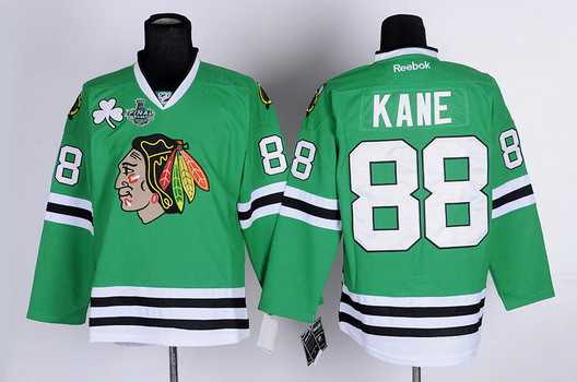 Men's Chicago Blackhawks #88 Patrick Kane 2015 Stanley Cup Green Jersey