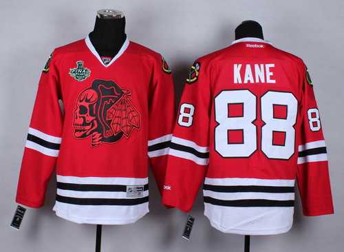 Men's Chicago Blackhawks #88 Patrick Kane 2015 Stanley Cup Red With Red Skulls Jersey