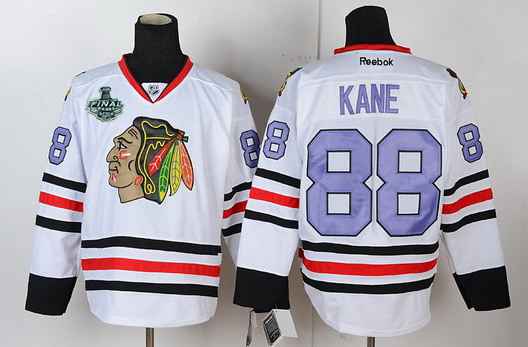 Men's Chicago Blackhawks #88 Patrick Kane 2015 Stanley Cup White With Purple Jersey