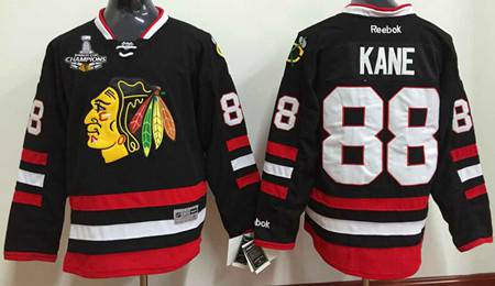 Men's Chicago Blackhawks #88 Patrick Kane Black 2015 Stanley Cup Champion Jersey W-2015 Stanley Cup Champion Patch