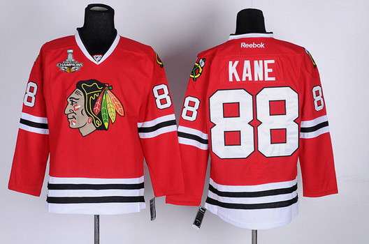Men's Chicago Blackhawks #88 Patrick Kane Red Jersey W-2015 Stanley Cup Champion Patch