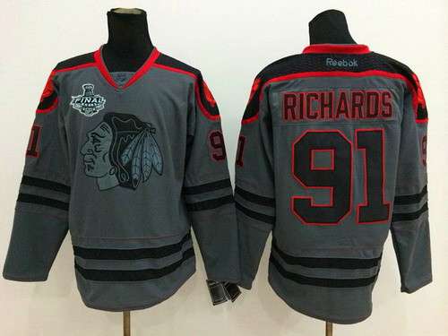 Men's Chicago Blackhawks #91 Brad Richards 2015 Stanley Cup Charcoal Gray Jersey
