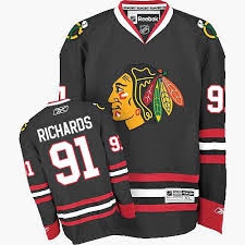 Men's Chicago Blackhawks #91 Brad Richards Black Third NHL Jersey W-2015 Stanley Cup Champion Patch 1