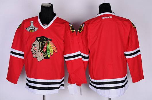 Men's Chicago Blackhawks Blank Red Jersey W-2015 Stanley Cup Champion Patch