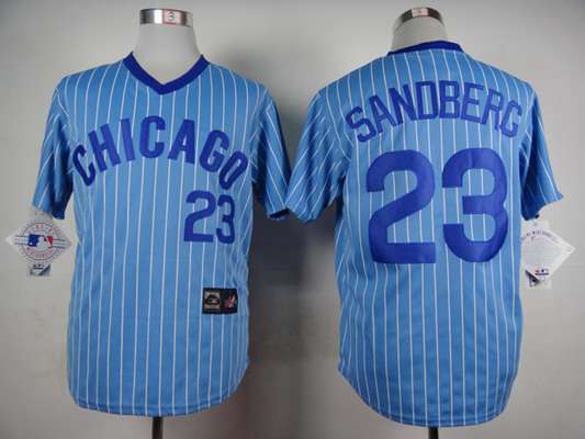 Men's Chicago Cubs #23 Ryne Sandberg 1988 Light Blue Majestic Jersey
