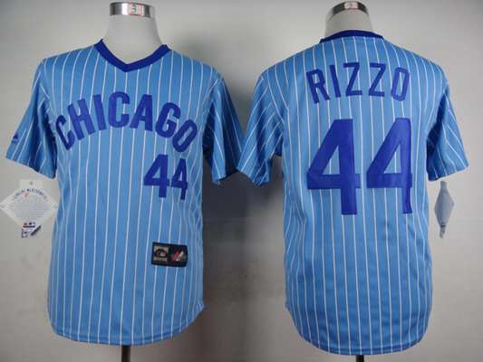 Men's Chicago Cubs #44 Anthony Rizzo 1988 Light Blue Majestic Jersey