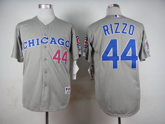 Men's Chicago Cubs #44 Anthony Rizzo 1990 Turn Back The Clock Gray Jersey
