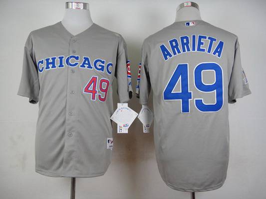 Men's Chicago Cubs #49 Jake Arrieta 1990 Turn Back The Clock Gray Jersey W1990 All-Star Patch