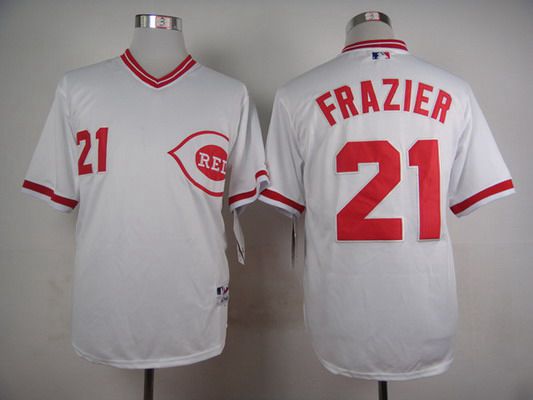 Men's Cincinnati Reds #21 Todd Frazier 1990 White Pullover Jersey