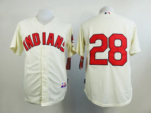 Men's Cleveland Indians #28 Corey Kluber Cream Jersey