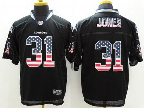 Men's Dallas Cowboys #31 Byron Jones Black USA Flag Fashion NFL Nike Elite Jersey