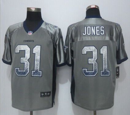 Men's Dallas Cowboys #31 Byron Jones Nike Drift Fashion Gray Elite Jersey
