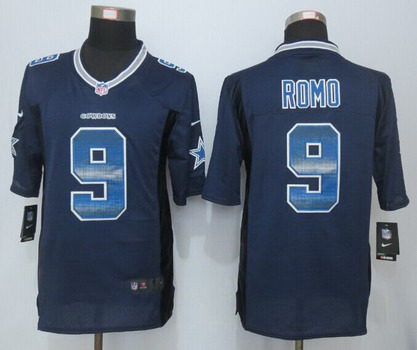 Men's Dallas Cowboys #9 Tony Romo Navy Blue Strobe 2015 NFL Nike Fashion Jersey