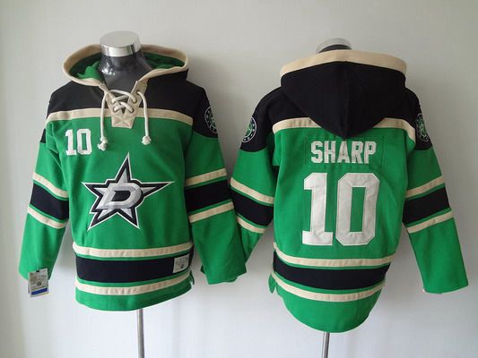 Men's Dallas Stars #10 Patrick Sharp Old Time Hockey Home Green Hoodie