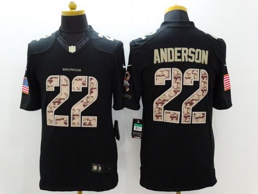 Men's Denver Broncos #22 C. J. Anderson Black Salute To Service NFL Nike Limited Jersey