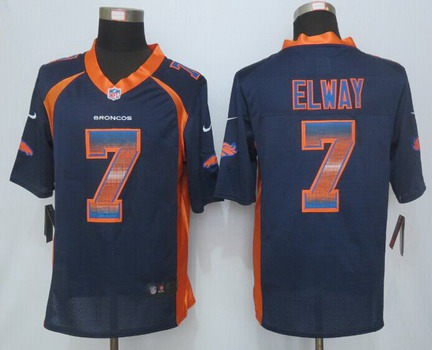 Men's Denver Broncos #7 John Elway Navy Blue Strobe 2015 NFL Nike Fashion Jersey