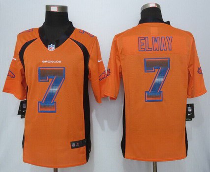 Men's Denver Broncos #7 John Elway Orange Strobe 2015 NFL Nike Fashion Jersey