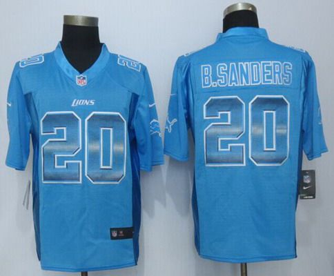 Men's Detroit Lions #20 Barry Sanders Royal Blue Strobe 2015 NFL Nike Fashion Jersey