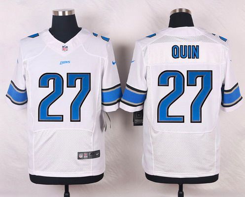 Men's Detroit Lions #27 Glover Quin White Road NFL Nike Elite Jersey
