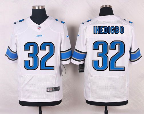 Men's Detroit Lions #32 James Ihedigbo White Road NFL Nike Elite Jersey