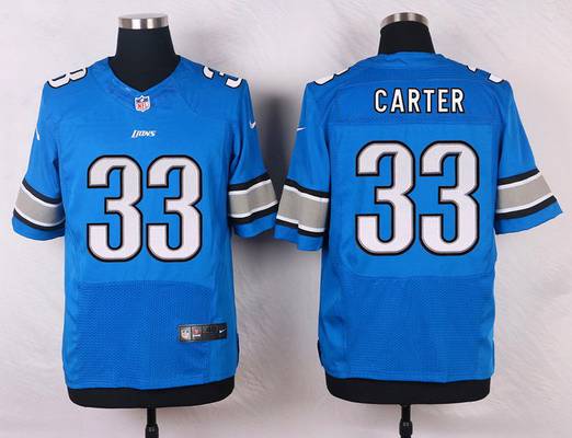 Men's Detroit Lions #33 Alex Carter Light Blue Team Color NFL Nike Elite Jersey