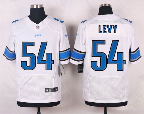 Men's Detroit Lions #54 DeAndre Levy White Road NFL Nike Elite Jersey