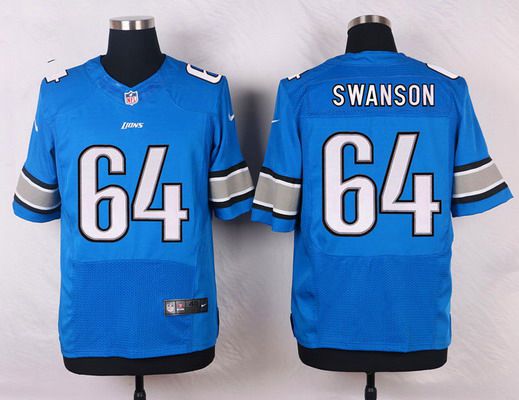 Men's Detroit Lions #64 Travis Swanson Light Blue Team Color NFL Nike Elite Jersey