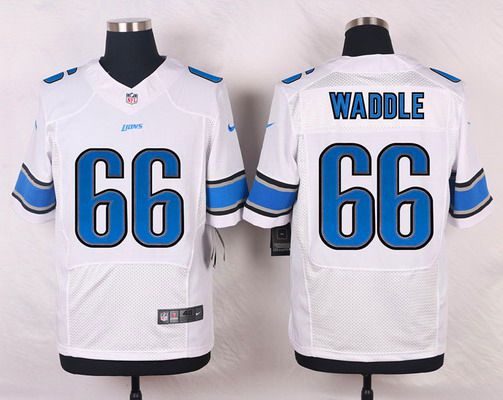 Men's Detroit Lions #66 LaAdrian Waddle White Road NFL Nike Elite Jersey