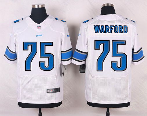 Men's Detroit Lions #75 Larry Warford White Road NFL Nike Elite Jersey