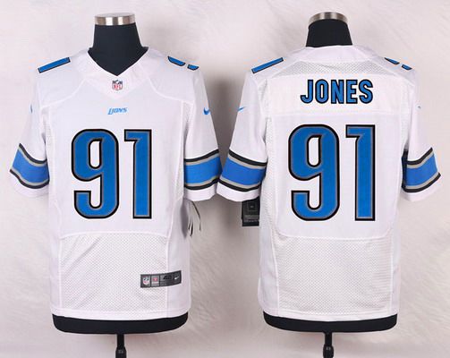 Men's Detroit Lions #91 Jason Jones White Road NFL Nike Elite Jersey