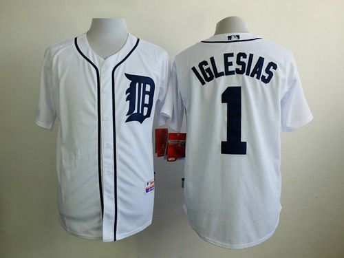 Men's Detroit Tigers #1 Jose Iglesias White Jersey