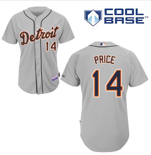 Men's Detroit Tigers #14 David Price Gray Jersey
